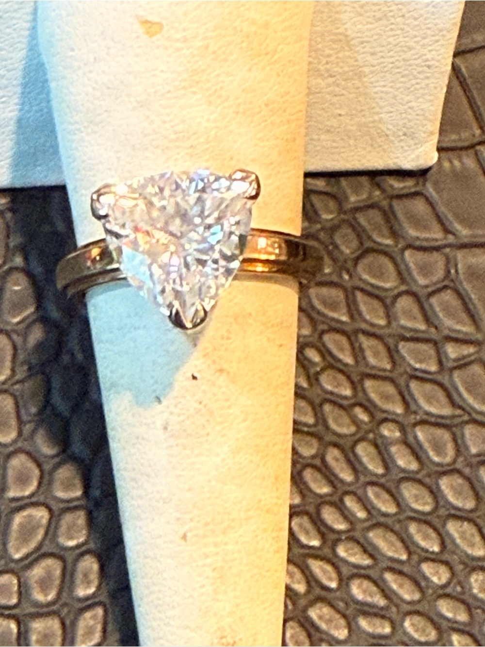 Women Jewelry Gold Ring with Trillion cut  Solitaire